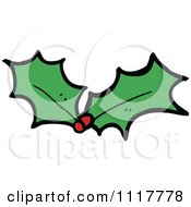 Cartoon Xmas Holly And Berries 6 Royalty Free Vector Clipart by lineartestpilot