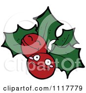 Cartoon Xmas Holly And Berries 7 Royalty Free Vector Clipart by lineartestpilot