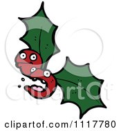 Cartoon Xmas Holly And Berries 8 Royalty Free Vector Clipart by lineartestpilot