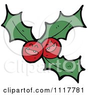 Cartoon Xmas Holly And Berries 9 Royalty Free Vector Clipart by lineartestpilot