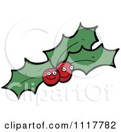 Cartoon Xmas Holly And Berries 10 Royalty Free Vector Clipart by lineartestpilot