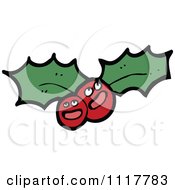 Cartoon Xmas Holly And Berries 11 Royalty Free Vector Clipart by lineartestpilot