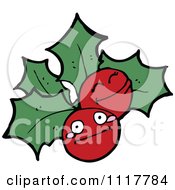 Cartoon Xmas Holly And Berries 12 Royalty Free Vector Clipart by lineartestpilot