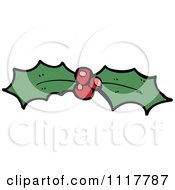 Cartoon Xmas Holly And Berries 15 Royalty Free Vector Clipart by lineartestpilot