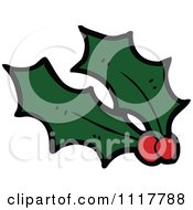 Cartoon Xmas Holly And Berries 16 Royalty Free Vector Clipart by lineartestpilot