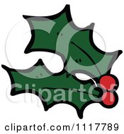 Cartoon Xmas Holly And Berries 17 Royalty Free Vector Clipart by lineartestpilot