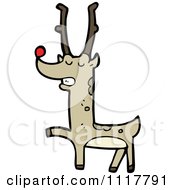 Cartoon Red Nosed Christmas Reindeer 4 Royalty Free Vector Clipart by lineartestpilot