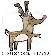 Cartoon Red Nosed Christmas Reindeer 6 Royalty Free Vector Clipart by lineartestpilot