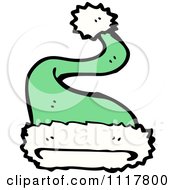 Cartoon Green Xmas Santa Hat 2 Royalty Free Vector Clipart