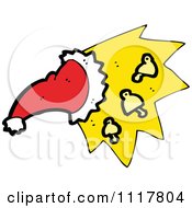 Cartoon Happy Xmas Santa Claus Hat With A Burst Of Bells Royalty Free Vector Clipart by lineartestpilot