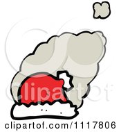 Cartoon Red Xmas Santa Hat Smoking 1 Royalty Free Vector Clipart