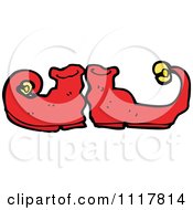 Cartoon Red Xmas Elf Shoes 3 Royalty Free Vector Clipart by lineartestpilot