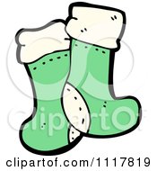 Cartoon Green Xmas Stockings Royalty Free Vector Clipart