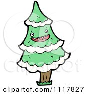Cartoon Green Christmas Tree Character 6 Royalty Free Vector Clipart by lineartestpilot