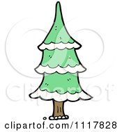 Cartoon Green Xmas Tree 2 Royalty Free Vector Clipart