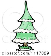 Cartoon Green Xmas Tree 3 Royalty Free Vector Clipart