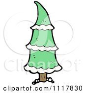 Cartoon Green Xmas Tree 4 Royalty Free Vector Clipart