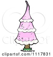 Cartoon Pink Xmas Tree 1 Royalty Free Vector Clipart