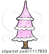 Cartoon Pink Xmas Tree 2 Royalty Free Vector Clipart