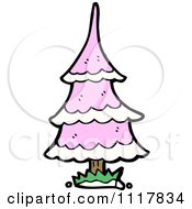 Cartoon Pink Xmas Tree 3 Royalty Free Vector Clipart