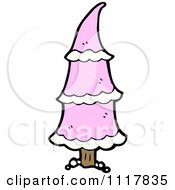 Cartoon Pink Xmas Tree 4 Royalty Free Vector Clipart
