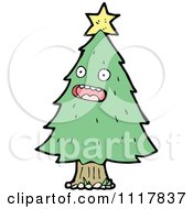 Cartoon Green Christmas Tree Character 1 Royalty Free Vector Clipart