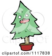 Cartoon Green Christmas Tree Character 2 Royalty Free Vector Clipart by lineartestpilot