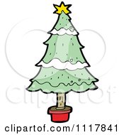 Cartoon Green Xmas Tree 5 Royalty Free Vector Clipart