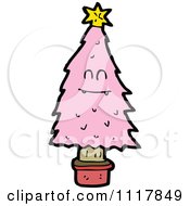 Cartoon Pink Christmas Tree Character 9 Royalty Free Vector Clipart