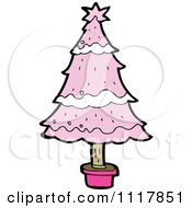 Cartoon Pink Xmas Tree 5 Royalty Free Vector Clipart