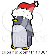 Cartoon Festive Xmas Penguin Wearing A Santa Hat 5 Royalty Free Vector Clipart by lineartestpilot