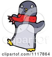 Cartoon Xmas Penguin Wearing A Scarf 1 Royalty Free Vector Clipart by lineartestpilot