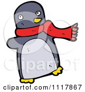 Cartoon Xmas Penguin Wearing A Scarf 4 Royalty Free Vector Clipart by lineartestpilot