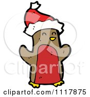 Cartoon Festive Xmas Penguin Wearing A Santa Hat 13 Royalty Free Vector Clipart by lineartestpilot
