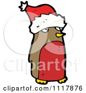 Cartoon Festive Xmas Penguin Wearing A Santa Hat 14 Royalty Free Vector Clipart by lineartestpilot