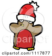 Cartoon Festive Xmas Penguin Wearing A Santa Hat 15 Royalty Free Vector Clipart by lineartestpilot