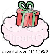 Cartoon Xmas Gift Box Present On A Cloud 1 Royalty Free Vector Clipart by lineartestpilot