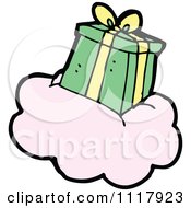 Cartoon Xmas Gift Box Present On A Cloud 4 Royalty Free Vector Clipart by lineartestpilot