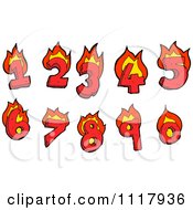 Clipart Of Hellish Numbers With Flames Royalty Free Vector Illustration by lineartestpilot