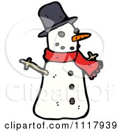 Poster, Art Print Of Xmas Winter Snowman With A Red Scarf