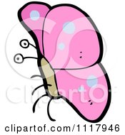 Cartoon Of A Pink Butterfly 1 Royalty Free Vector Clipart