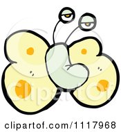 Cartoon Of A Yellow Butterfly 2 Royalty Free Vector Clipart by lineartestpilot
