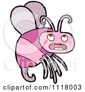 Cartoon Of A Pink Flying Bee 2 Royalty Free Vector Clipart