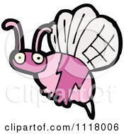 Cartoon Of A Pink Flying Bee 3 Royalty Free Vector Clipart