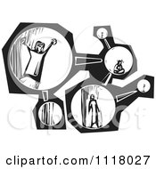 Poster, Art Print Of Black And White People In A Molecule