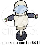 Vector Cartoon Of A Robot With One Wheel Royalty Free Clipart Graphic