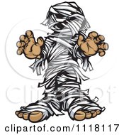 Cartoon Of A Scary Mummy Reaching Out Royalty Free Vector Clipart by Chromaco
