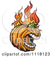 Poster, Art Print Of Screaming Flaming Halloween Pumpkin Mascot