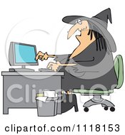 Poster, Art Print Of Halloween Vampire Using A Computer At An Office Desk