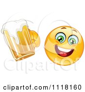 Poster, Art Print Of Happy Emoticon Cheering With Beer